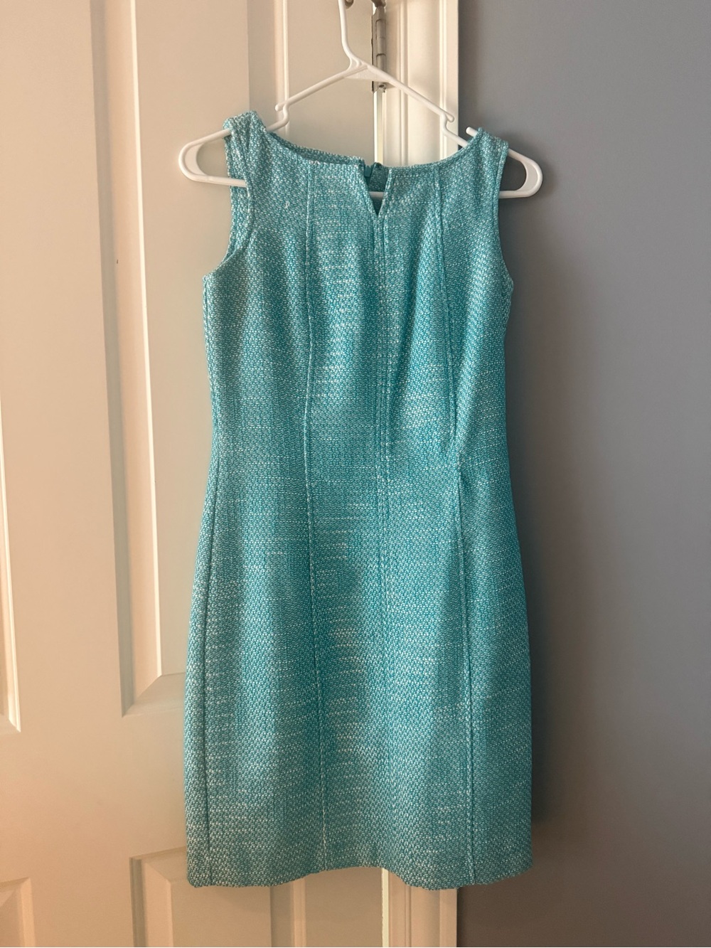Talbots Aqua Sleeveless Textured Sheath Dress